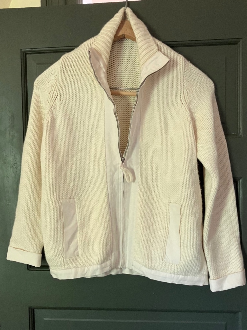 Zip front wool blend cardigan Sz L